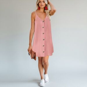 Women’s V Neck Spaghetti Shoulder Strap Sleeveless Mini Dress